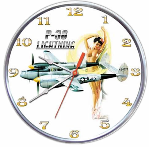 P-38 Lightning Pin-up Collectible Wall Clock